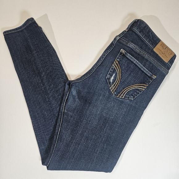 Hollister Jeans Womens 7R 28x31 Distressed Dark Wash Low Rise Skinny Y2K Style - Picture 10 of 12